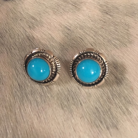 Sleeping beauty turquoise earrings - Picture 2 of 5